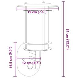Berkfield Home Outdoor Wall Light with Sensor Black Stainless Steel - thumbnail 7