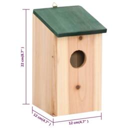 Berkfield Home Bird Houses 10 pcs Solid Firwood 12x12x22 cm in Brown - Size: 12 x 12 x 22 cm - thumbnail 9