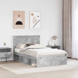 Berkfield Home Bed Frame with Headboard Concerte 120 x 200 cm Solid Pine Wood in Grey - thumbnail 3