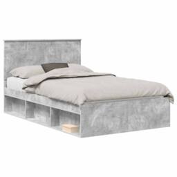 Berkfield Home Bed Frame with Headboard Concerte 120 x 200 cm Solid Pine Wood in Grey - thumbnail 2