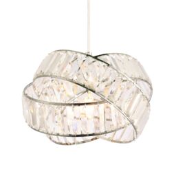 Happy Homewares Modern Three Ring Pendant Shade with Transparent Acrylic Prisms in Silver - thumbnail 1