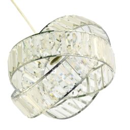 Happy Homewares Modern Three Ring Pendant Shade with Transparent Acrylic Prisms in Silver - thumbnail 5