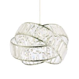 Happy Homewares Modern Three Ring Pendant Shade with Transparent Acrylic Prisms in Silver - thumbnail 2