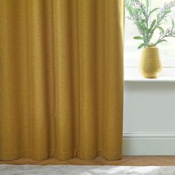 Furn Dawn Blackout Eyelet Curtain Pair in Mustard - Size: 117 cm width x 137 cm drop - thumbnail 4