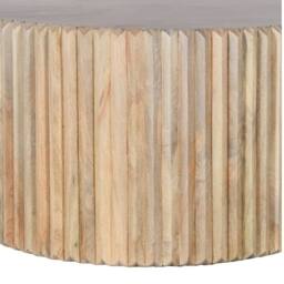 Wyld Haus Arizona Carved Natural Mango Wood Round Coffee Table in Brown - thumbnail 3