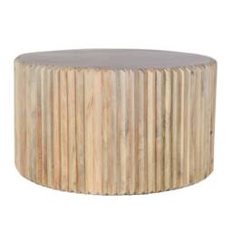 Wyld Haus Arizona Carved Natural Mango Wood Round Coffee Table in Brown - thumbnail 2
