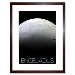 "Artery8 Wall Art Print NASA Our Solar System Enceladus Saturn's Moon Surface Artwork Framed 9X7 Inch in Brown - Size: W7"" x H9""" - thumbnail 1