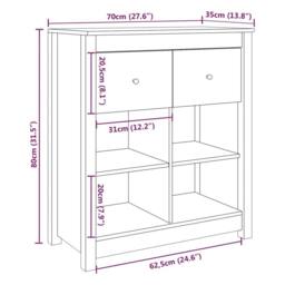 Berkfield Home Sideboard 70x35x80 cm Solid Wood Pine in Light Tan - Size: 70 x 35 x 80 cm - thumbnail 9