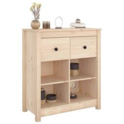 Berkfield Home Sideboard 70x35x80 cm Solid Wood Pine in Light Tan - Size: 70 x 35 x 80 cm - thumbnail 7
