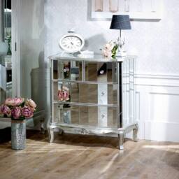 Melody Maison Mirrored Wardrobe & Chest Of Drawers - Tiffany Range in Silver - thumbnail 2