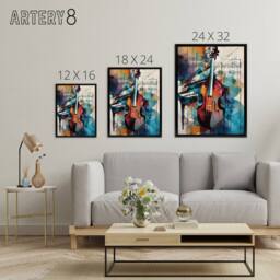 "Artery8 Abstract Notes Violin & Piano Framed Canvas Wall Art Print - Size: W24"" x H32""" - thumbnail 4