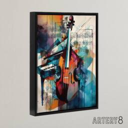 "Artery8 Abstract Notes Violin & Piano Framed Canvas Wall Art Print - Size: W24"" x H32""" - thumbnail 2