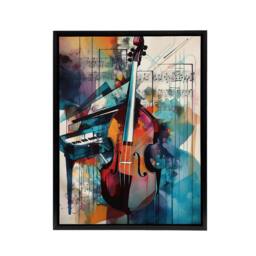 "Artery8 Abstract Notes Violin & Piano Framed Canvas Wall Art Print - Size: W24"" x H32""" - thumbnail 1
