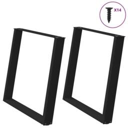Berkfield Home vidXL Dining Table Legs U-Shaped 2 pcs Black 100x(72-73) cm Steel - thumbnail 2