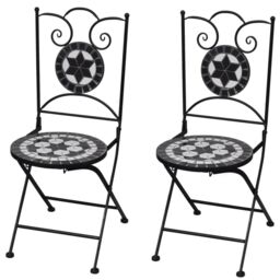 Berkfield Home Folding Bistro Chairs 2 pcs Ceramic Black & White