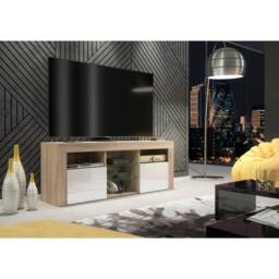 Mex Furniture LTD TV Unit Pulse 145cm - Oak & White Gloss Doors & LED Lights - thumbnail 6