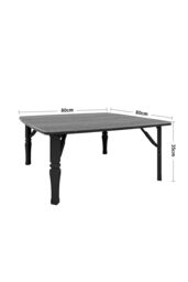 Living and Home 80cm Japanese Square Wooden Folding Table Table for Sitting Tea Room in Black - thumbnail 6
