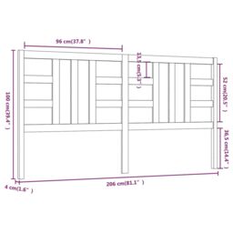 Berkfield Home Bed Headboard Grey 206x4x100 cm Solid Wood Pine - Size: 206 x 4 x 100 cm - thumbnail 6