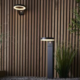 Loops 500mm Outdoor Bollard Post Light - PIR Sensor - Textured Black & White Diffuser - thumbnail 4
