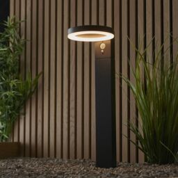 Loops 500mm Outdoor Bollard Post Light - PIR Sensor - Textured Black & White Diffuser - thumbnail 3