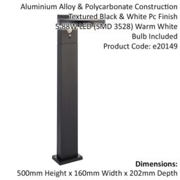 Loops 500mm Outdoor Bollard Post Light - PIR Sensor - Textured Black & White Diffuser - thumbnail 2