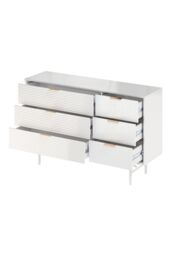Living and Home 6-Drawer Freestanding Striped Storage Cabinet in White - thumbnail 7