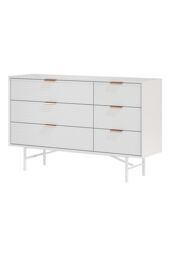 Living and Home 6-Drawer Freestanding Striped Storage Cabinet in White - thumbnail 2