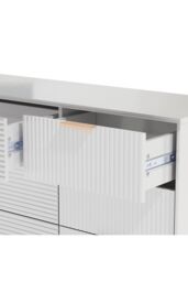Living and Home 6-Drawer Freestanding Striped Storage Cabinet in White - thumbnail 8