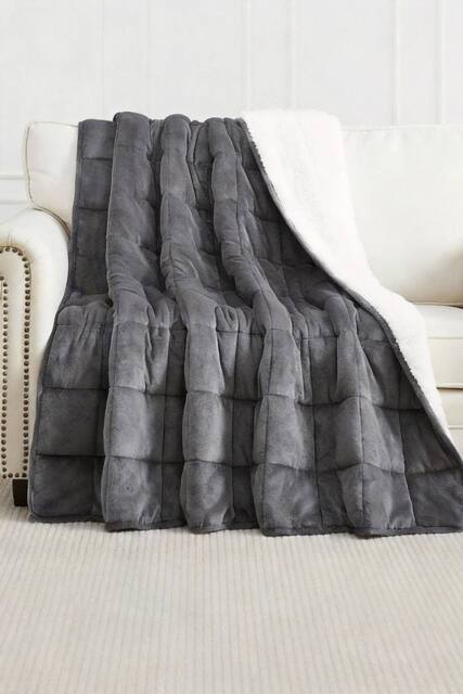 Living and Home 11Kg Ultra Soft Flannel Heavy Blanket in Grey - Size: 150 cm × 200 cm - image 1