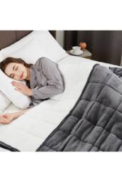 Living and Home 11Kg Ultra Soft Flannel Heavy Blanket in Grey - Size: 150 cm × 200 cm - thumbnail 3