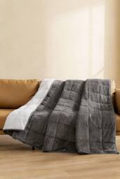 Living and Home 11Kg Ultra Soft Flannel Heavy Blanket in Grey - Size: 150 cm × 200 cm - thumbnail 2