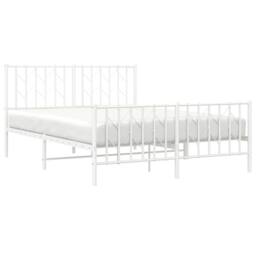 Berkfield Home Metal Bed Frame without Mattress with Footboard¬†White 140x190cm in White - Size: 140x190 cm - thumbnail 3