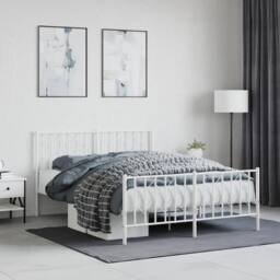 Berkfield Home Metal Bed Frame without Mattress with Footboard¬†White 140x190cm in White - Size: 140x190 cm - thumbnail 2