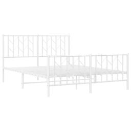 Berkfield Home Metal Bed Frame without Mattress with Footboard¬†White 140x190cm in White - Size: 140x190 cm - thumbnail 4