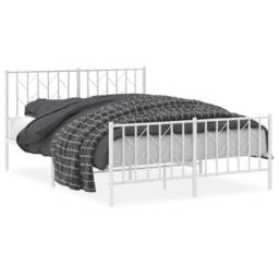 Berkfield Home Metal Bed Frame without Mattress with Footboard¬†White 140x190cm in White - Size: 140x190 cm - thumbnail 1