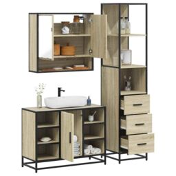 Berkfield Home 3¬†Piece Bathroom Furniture Set¬†Sonoma Oak Engineered Wood in Brown - thumbnail 1