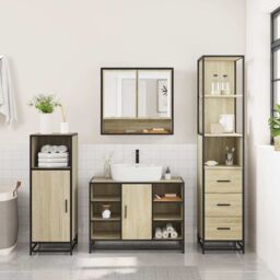 Berkfield Home 3¬†Piece Bathroom Furniture Set¬†Sonoma Oak Engineered Wood in Brown - thumbnail 4