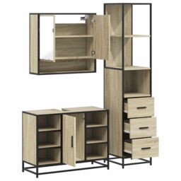 Berkfield Home 3¬†Piece Bathroom Furniture Set¬†Sonoma Oak Engineered Wood in Brown - thumbnail 6