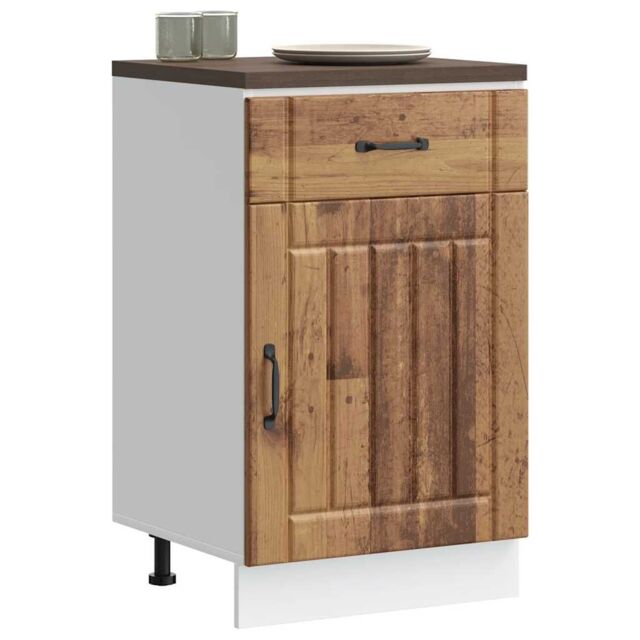 Berkfield Home Kitchen Base Cabinet Lucca Old Wood Engineered Wood in Brown - image 1