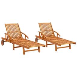 Berkfield Home Sun Loungers 2 pcs Solid Acacia Wood in Brown