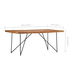 Berkfield Home Dining Table 180x90x76 cm Solid Acacia Wood in Brown - Size: 180 x 90 x 76 cm - thumbnail 6