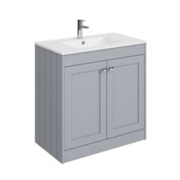 Balterley 800mm Floor Standing 2 Door Unit & Minimalist Basin 1 Tap Hole - Grey