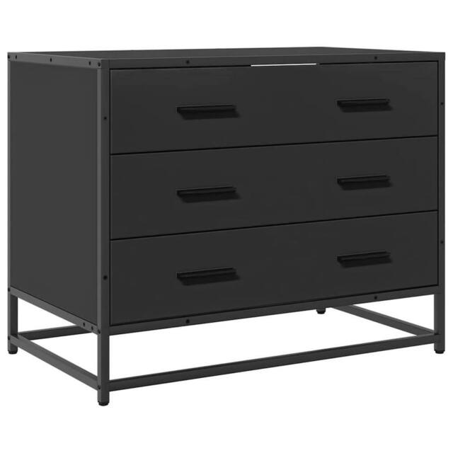 Berkfield Home Drawer Cabinet Black 70x41x56 cm Engineered Wood - Size: 70 x 41 x 56 cm