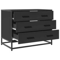 Berkfield Home Drawer Cabinet Black 70x41x56 cm Engineered Wood - Size: 70 x 41 x 56 cm - thumbnail 5