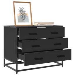 Berkfield Home Drawer Cabinet Black 70x41x56 cm Engineered Wood - Size: 70 x 41 x 56 cm - thumbnail 2