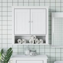 Berkfield Home Bathroom Wall Cabinet BERG White 69.5x27x71.5 cm Solid Wood