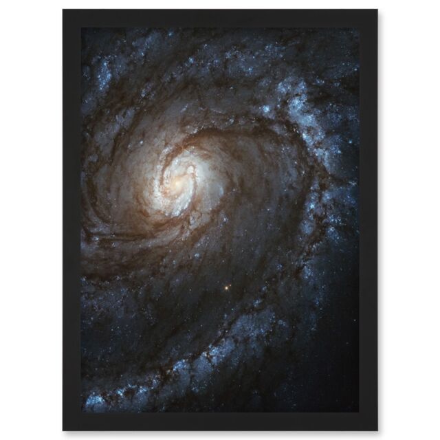 Artery8 Hubble Space Telescope Image M100 WFC3 Spiral Galaxy w/ Two Blue Starbirthing Lanes Of Dust Clouds & Gas Art Print Framed Poster Wall Decor - image 1