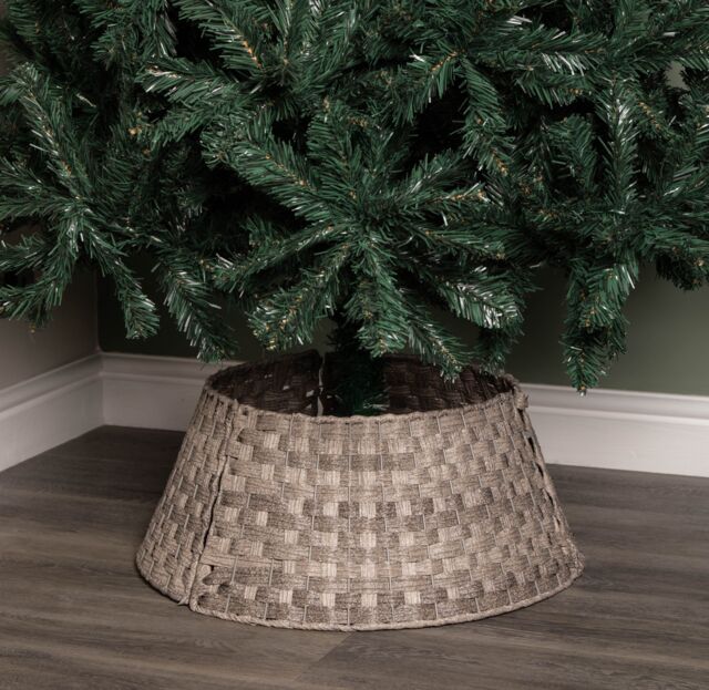 Samuel Alexander 40/58cm Medium KD Plastic Wicker Rattan Woven Christmas Tree Skirt in Grey - image 1