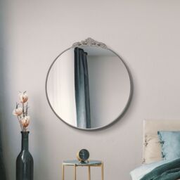 "MirrorOutlet Silver Metal Framed Round Decorative Wall Mirror 39"" X 39"" 100x100CM - Size: 1 Pack" - thumbnail 6