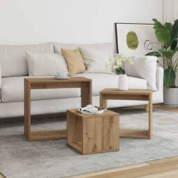 Berkfield Home Nesting Tables 3 pcs Artisan Oak Engineered Wood in Brown